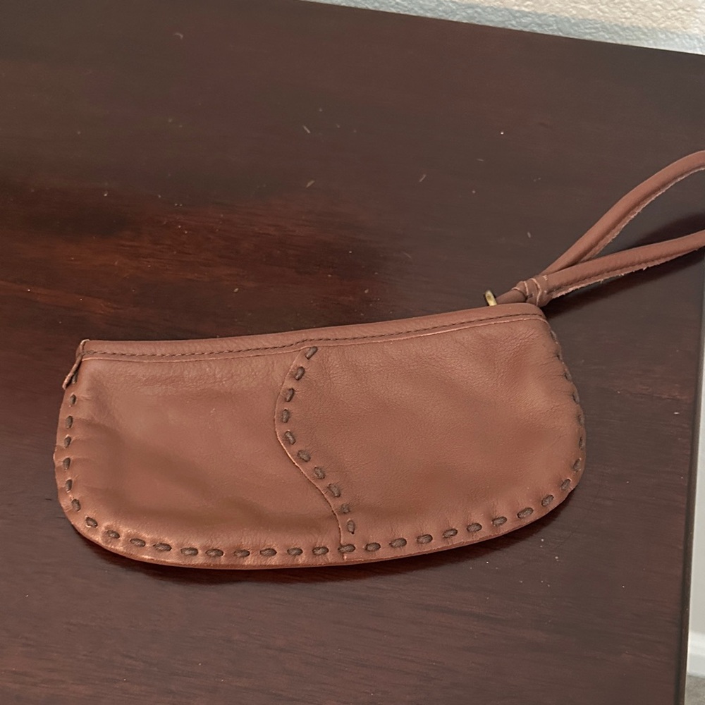 Lucky Brand brown leather wristlet